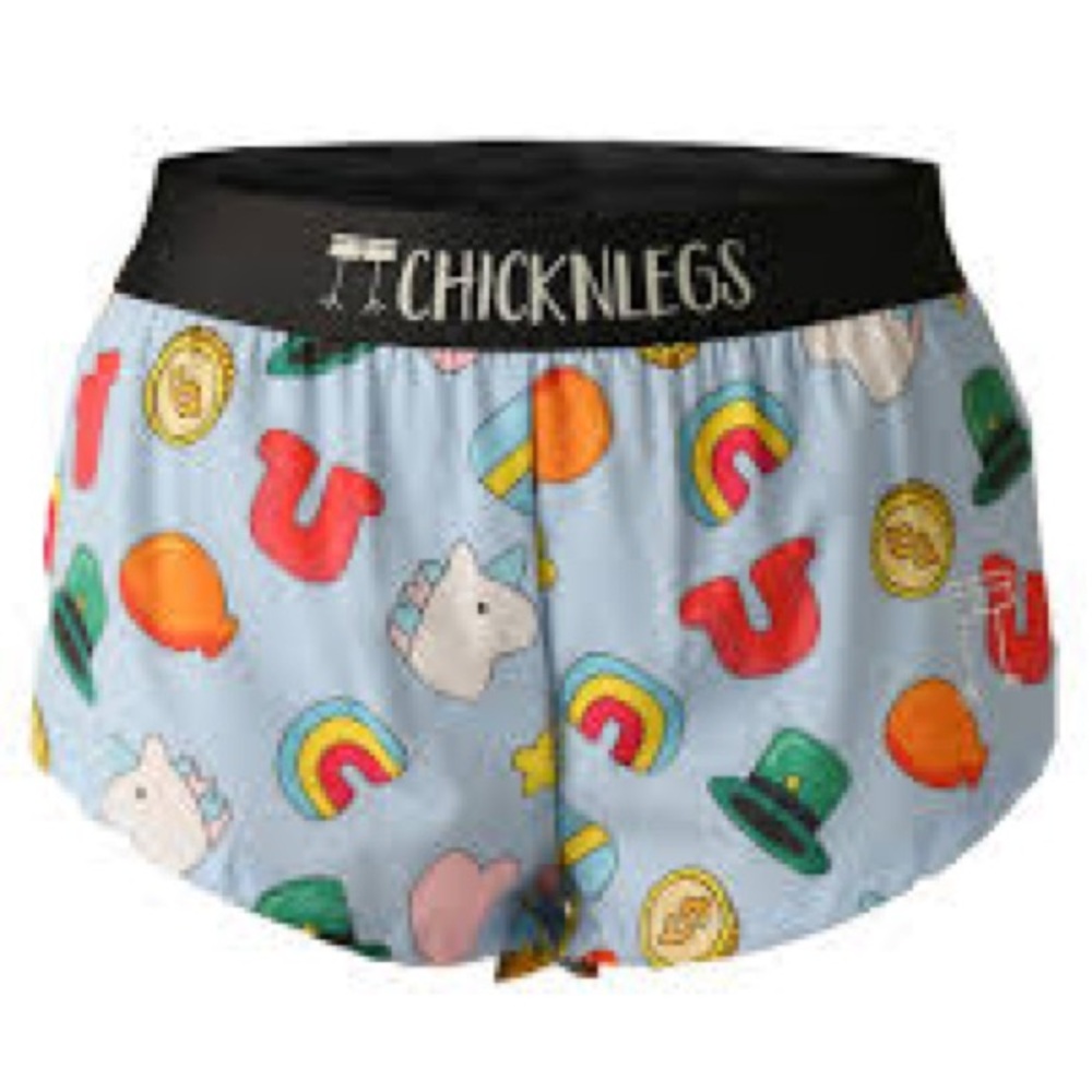 ChicknLegs Women's Athletic Shorts - Blue with Multicolor Print